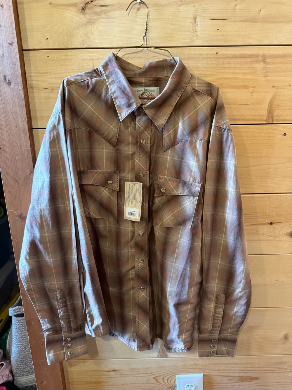 Wrangler Plaid Snap Western Shirt - Brown & Cream